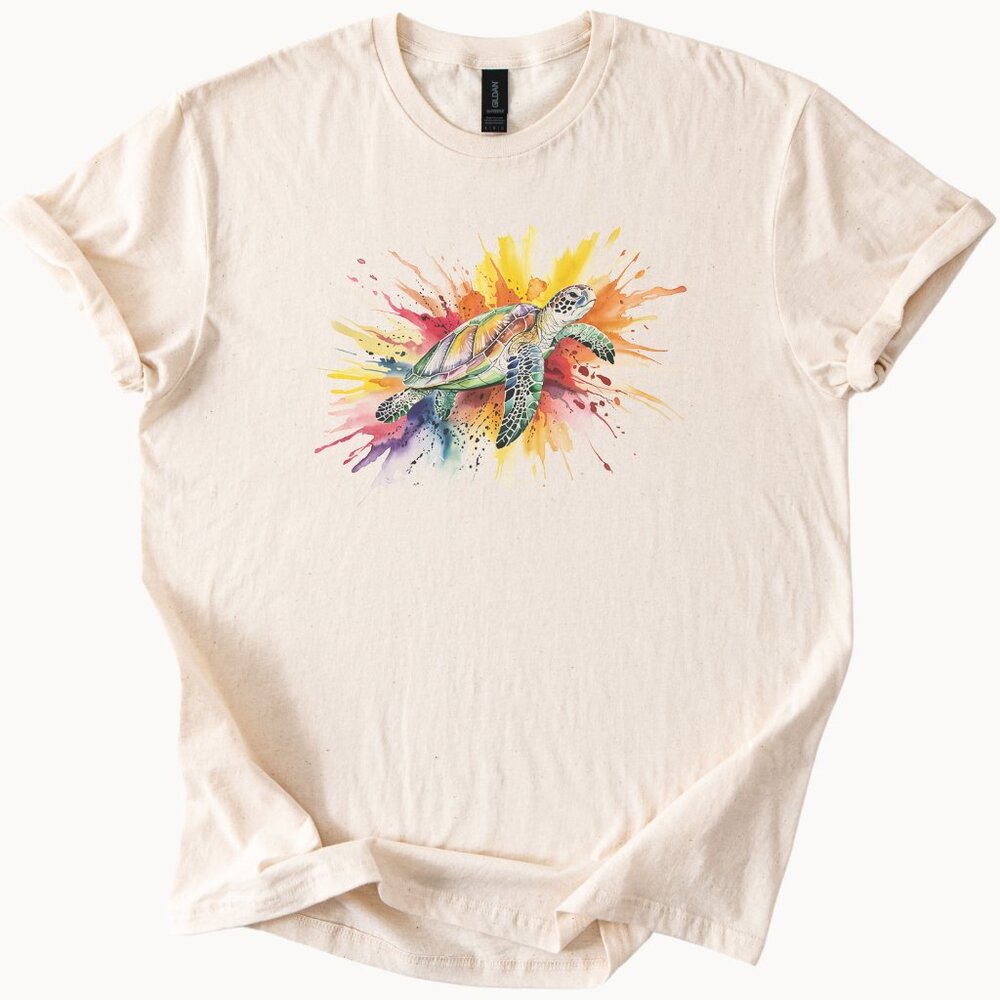 Watercolor Sea Turtle Splash Graphic T-Shirt